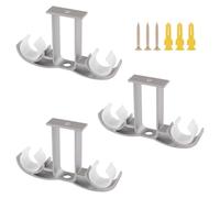 UFURMATE 3 piezas de soportes dobles para barra de cortina, soportes de montaje en techo de aleación de aluminio para barra de cortina de ventana, para palos de cortina de 24-30mm (Gris)