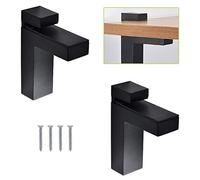 UFURMATE Abrazadera de cristal, 2 unidades negro ajustable soportes de vidrio flotantes, para estantes de 5-30 mm de madera/vidrio (L)