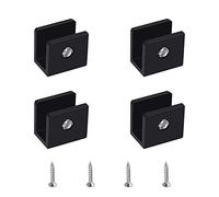 UFURMATE Abrazadera de Vidrio, 4 Soportes de Vidrio Cuadrados Ajustables para Estante de Aleación de Aluminio, Clips de Abrazadera de Vidrio Negro, para Estantes de Vidrio 6-8 mm Grosor