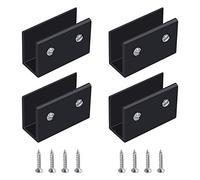 UFURMATE Abrazadera de vidrio, 4 soportes de vidrio rectangulares ajustables para estantes de aleación de aluminio, clips de abrazadera de vidrio negro, para estantes de vidrio de 10-12mm de grosor