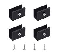 UFURMATE Abrazadera de vidrio, 4 soportes de vidrio rectangulares ajustables para estantes de aleación de aluminio, clips negro, soporte de montaje para estantes de vidrio de 6-8mm grosor