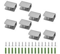 UFURMATE Abrazadera de vidrio, 8 soportes de estante de vidrio cuadrados ajustables, clips de abrazadera de vidrio montado en la pared, para estantes de vidrio de 5-10 mm grosor