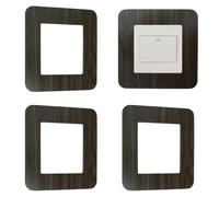 UFURMATE Cubierta envolvente para interruptor de luz, 4 unidades, grano de madera, calcomanía protectora envolvente para decoración de interruptor de pared en casa, oficina, color nogal negro