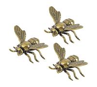 UFURMATE Mini escultura de abeja, 3 figuras de abeja doradas, estatuas de abeja de latón vintage, adorno decorativo de latón para decoración del hogar