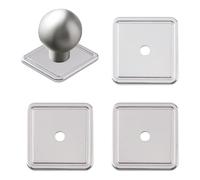 UFURMATE Pomos cuadrados para gabinete, 4 piezas decorativas para cajones, arandelas de aleación de zinc, accesorios para fijar pomos de puerta (plateado)