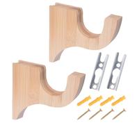 UFURMATE Soporte de barra de cortina de madera, 2 unidades, soporte de retorno de 3-1/2 pulgadas para poste de 2 pulgadas, soportes de barra de cortina resistentes para colgar cortinas (color madera