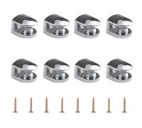 UFURMATE Soporte de estante de vidrio, 8 unidades, clips de abrazadera ajustables para estante de pared, soportes de aleación de zinc, soportes de montaje para vidrio de 5 a 8 mm de grosor (plata