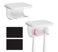 UFURMATE Soporte para cepillo de dientes debajo del gabinete, 2 soportes magnéticos de doble ranura para cepillos de dientes autoadhesivos, para armario de baño (blanco)