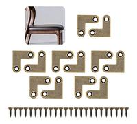 UFURMATE Soportes de esquina planos, 12 soportes de esquina de latón resistentes de ángulo de 90 grados en forma de L con tornillos y caja de plástico para mesa, silla, gabinete (bronce)
