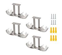 UFURMATE Soportes para barra de cortina, 4 soportes de montaje en techo de aleación de aluminio, soportes dobles para cortina de ventana, soportes colgantes para barra de cortina de 24 a 30 mm (gris)