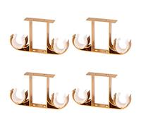 UFURMATE Soportes para Barra de Cortina - 4 Soportes Dobles de Aleación de Aluminio para Montaje en Techo - para Barras de 28 mm (Dorado)