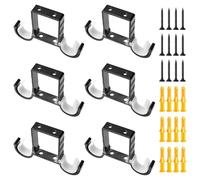 UFURMATE Soportes para barra de cortina, 6 soportes de montaje en techo de aleación de aluminio, soportes dobles para barra de cortina de techo con tornillos, para barra de cortina de 25 mm a 27 mm