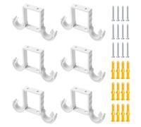 UFURMATE Soportes para barra de cortina, 6 soportes de montaje en techo de aleación de aluminio, soportes dobles para barra de cortina de techo con tornillos, para barra de cortina de 23 a 27 mm