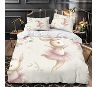 UFVZBNFAN 3 Piezas Microfibra Ballet Bunnies Fuego Fundas Edredón Impresión 3D Cremallera Funda Almohada Antialérgica Pastel Floral Juego Fundas Edredón for Adultos Single（140x200cm）