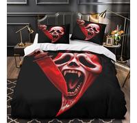 UFVZBNFAN 3 Piezas Microfibra Impresión 3D Horror Mask Juego Fundas Edredón Diseño 3D Funda Almohada Antibacteriana Scary Horror Funda Edredon for jóvenes Super King（260x220cm）