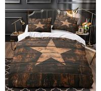 UFVZBNFAN 3 Piezas Microfibra Rustic Star Decor Funda Edredon Cremallera Fundas Almohada Antialérgica Wooden Wall Juego Fundas Edredón for niños Super King（260x220cm）
