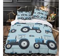 UFVZBNFAN Juego 3 Piezas Microfibra Impresión 3D Blue Tractor Kids Juego Fundas Edredón Diseño 3D Funda Almohada Transpirable Coon Farm Vehicle Funda de Edredón for Adolescentes Super King（260x220cm）