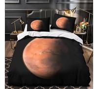 UFVZBNFAN Tres Piezas Microfibra Mars Planet Fuego Fundas Edredón Cremallera Oculta Funda Almohada Suave Space Cosmic View Juego Fundas Edredón for Adultos King（220x240cm）