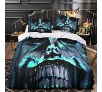 UFVZBNFAN Tres Piezas Microfibra Suave Scary Skull Funda de Edredón Estampado 3D Funda Almohada Suave Horror Themed Juego Fundas Edredón for Adolescentes Super King（260x220cm）