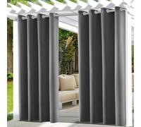 UFYTT Cortinas de Exterior Impermeable,Cortinas Terraza Exterior con Ojales,Cortina Exterior Opacas,Adecuada para Balcones,Pérgolas,132x215cm,Gris