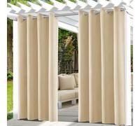 UFYTT Cortinas de Exterior Impermeable,Cortinas Terraza Exterior con Ojales,Cortina Exterior Opacas,Adecuada para Balcones,Pérgolas,132x215cm,Beige