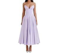 UFZKOOEP Milkmaid vestido largo sin mangas con hombros descubiertos, vestido largo formal de noche, vestido de verano sin tirantes
