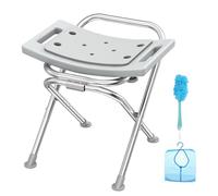 UGarden Silla de Ducha Plegable, Silla de Ducha pequeña de Acero Inoxidable de 17.5 Pulgadas para Ducha Interior con Almohadilla, Taburete portátil de Ducha de Viaje de 400 Libras, Silla de baño