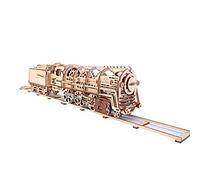 UGEARS-Locomotora con Remolque 70012 - Locomotive con Tender, 3D de Madera Montar sin Pegamento, Color Unisex