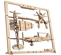 UGEARS Avión de Combate 2.5D Puzzle - Maqueta Avion en Madera con Funciones Interactivas - Maquetas para Construir Adultos - Decoración Mural Original para Aficionados a los Puzzle 3D Madera