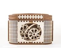 UGEARS Caja del Tesoro de Madera con Llave (Rompecabezas Secreto Oculto) - Regalo del Día del Padre Modelo de Bricolaje Caja de Almacenamiento de Madera 3D - Rompecabezas mecánico Kits de Modelo