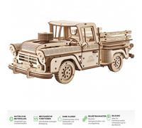 UGEARS Maqueta de Coche para Montar - Pickup Lumberjack Maqueta de Madera y Puzzle 3D - Maquetas para Montar de Camioneta Clásica de los años 1950 - Maquetas Mecánicas para Construir para Adultos