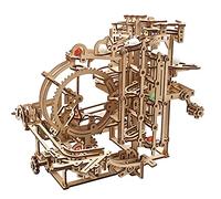 UGEARS Kit de Pista de canicas de Madera - Regalo del día del Padre Rompecabezas 3D Elevador Escalonado de canicas de Madera con Mecanismo de elevación de 3 escalones y 10 canicas - Rompecabezas