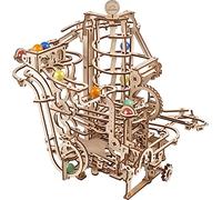 Ugears Marble Run - Polipasto en espiral - Rompecabezas de madera 3D para adultos - Juego de construcción de bricolaje con canicas y sistema de manivela de trabajo - Kits de modelo mecánico de madera