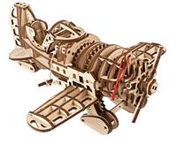 UGEARS Mecánico Avión Puzzle 3D - Avión Avispón Loco de años 1930 Avion Madera Maquetas para Montar con Motor de Resorte Helicoidal de Cuerda y Hélice Giratoria - Maquetas para Construir Adultos
