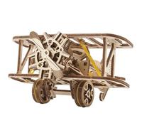 UGEARS Mini Biplano 3D Rompecabezas de Madera - Kit de Modelo Mecánico de Madera para Construir - Juguete de Avión de Rompecabezas de Bricolaje con Motor de Modelo - Juego de Construcción