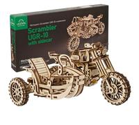 UGEARS Motocicleta con Sidecar Rompecabezas 3D - Regalo del Día del Padre UGR-10 Motocicleta Scrambler Kits de Modelos de Madera para Adultos para Construir - Diseño Retro Sidecar Motocicleta Modelo