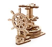 Ugears - Puzle 3D para Adultos y Niños Timón Portalápices, Maqueta Mecánica Funcional Rompecabezas, Kit de Construcción DIY, Juguete Educativo para Familia, Set de Artesanía de Madera Ecológica