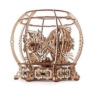 UGEARS - Rompecabezas 3D para Acuario mecánico - Regalo del día del Padre - Rompecabezas Decorativo de Madera para Acuario impulsado por un Resorte - Rompecabezas de Madera 3D para autoensamblaje