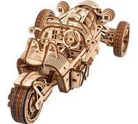 UGEARS Tricar UGR-S - Maqueta de Coche para Montar - Puzzle 3D Madera para Adultos - Maqueta Madera Puzzle Moto con Dirección Funcional y Motor de Resorte - Ideal para Amantes de Maquetas de Motos