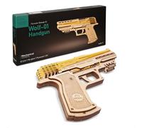UGEARS Kit de montaje Wolf-01 – Pistola que dispara gomas, Puzzle 3D madera