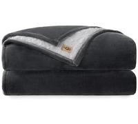 UGG Ariana - Manta de Forro Polar esponjosa, Reversible, Suave, mullida, acogedora, cálida, de Gran tamaño, Lavable a máquina, decoración de Dormitorio para sofá o Cama Grande, 90 x 90 Pulgadas, Gris