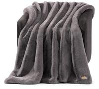 UGG Euphoria - Manta Reversible de Piel de Felpa, Color carbón
