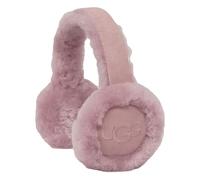 UGG Orejeras de piel de oveja resistentes al agua para mujer con logotipo bordado, rosa ceniciento, talla única, Rosa ceniza, Talla única