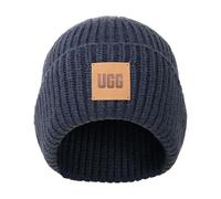UGG Women's Chunky Rib Beanie Logo, Navy