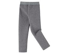 Ugitopi Niñas Invierno Grueso Cálido Pantalones Largos Leggings Forrados De Lana Leggings De Algodón Térmicos (Gray 150)