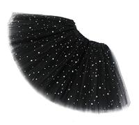 Ugitopi Niñas Sparkle Tutus Princesa Ballet Danza Capas Tul Tutu Faldas, Black