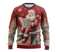 Ugly Christmas Jersey de Navidad para hombre feo suéter navideño encantador Jesús estampado Christmas Papá Noel Y Oversized Sweatshirt Jumper Punto Manga Larga Invierno Cuello Redondo