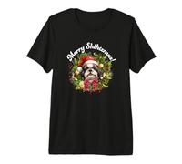 Ugly Christmas Merry Shihtzmas Santa Wreath Shih Tzu Lover Camiseta Premium