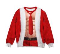 Ugly Christmas Sweater Hairy Chest, Funny 3D Hairy Chest Santa Sudadera con seis paquetes Abs Graphic, Holiday Office Party Pullover, Ugly Christmas Tops