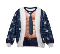 Ugly Christmas Sweater Hairy Chest, Funny 3D Hairy Chest Santa Sudadera con seis paquetes Abs Graphic, Holiday Office Party Pullover, Ugly Christmas Tops